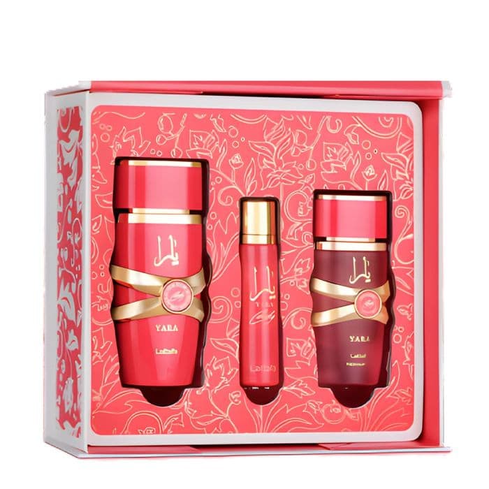 Kit Lattafa Yara Candy Feminino - Eau de Parfum 100ml + 12ml + Hair Mist 50ml